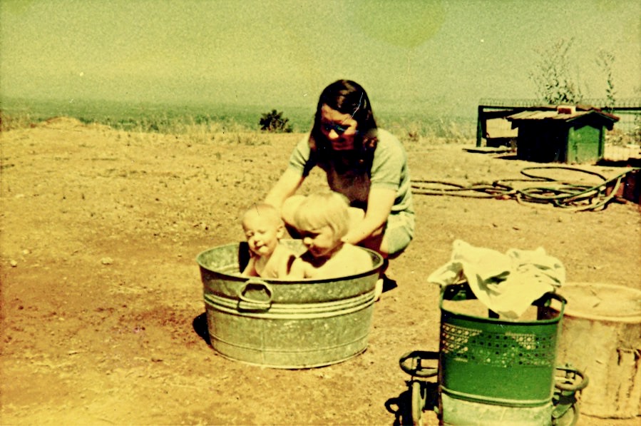 Two sisters in a tub, Oct. 1949